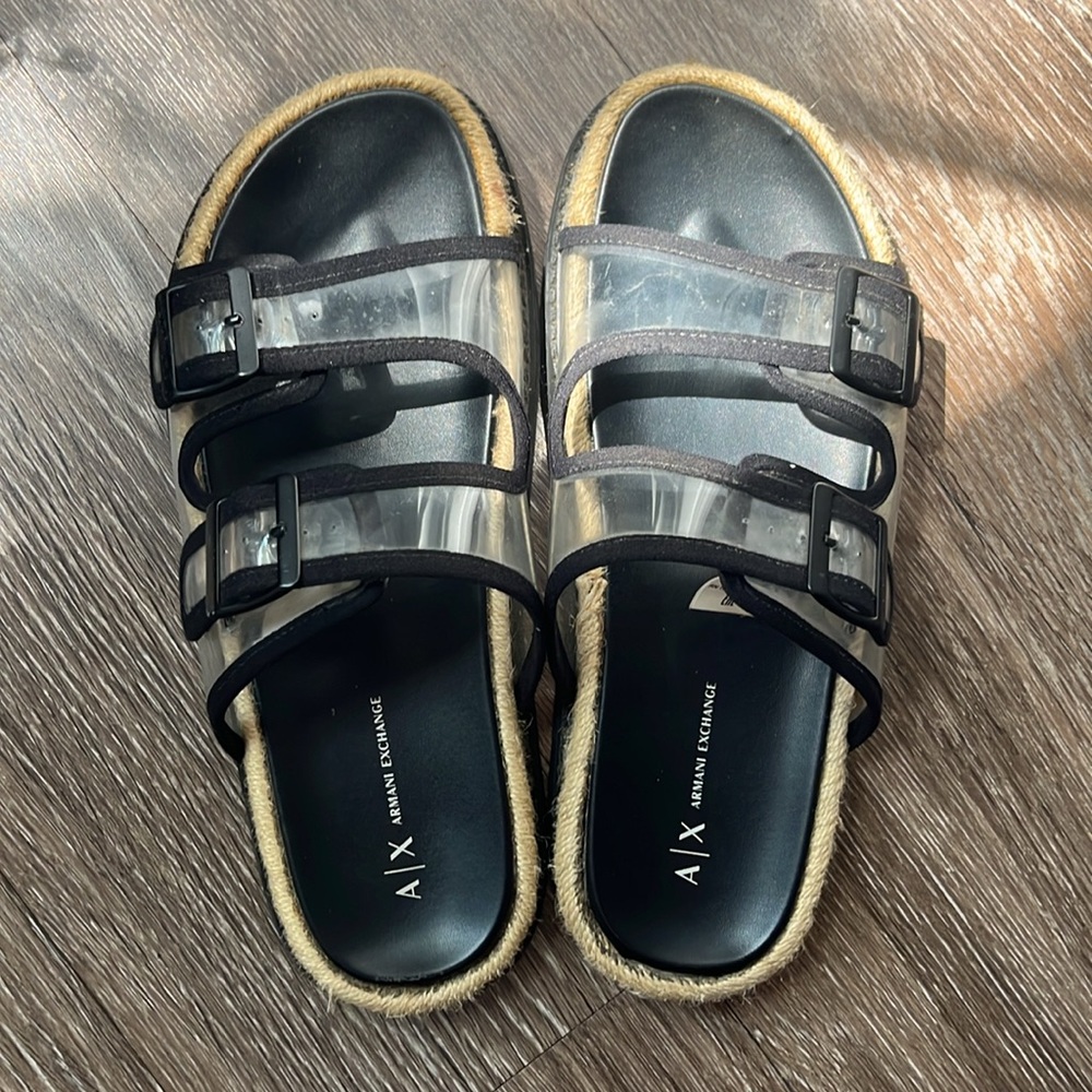 A|X Armani ExchangeClear 2-Strap Slide Espadrille Sandal/ Size EU 39 - Picture 9 of 13